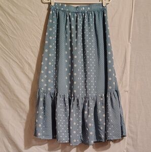 Ladies Medium Vintage Boho Fairy Princess Blue Polka Dot Skirt